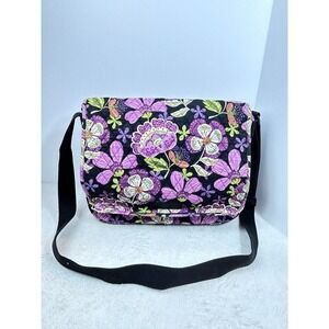 Vera Bradley Pirouette Pink Messenger Crossbody Bag Laptop Quilted Floral